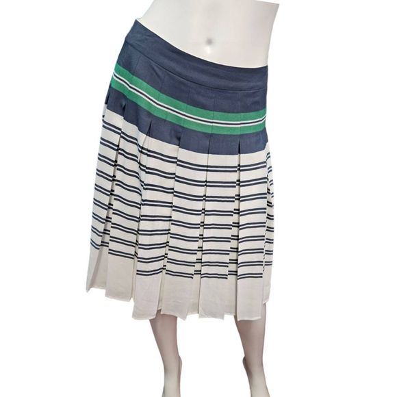 Lands' End Dresses & Skirts - Lands End Pleated Striped Skirt Size 2 Preppy Croquet